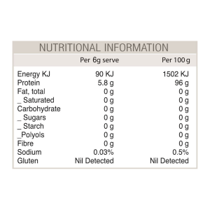 Gelatin Health beef bone collagen nutritional information panel