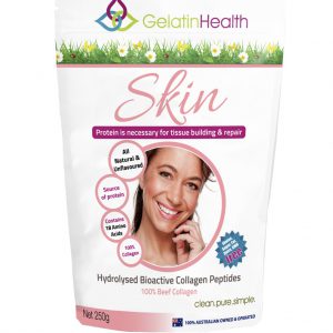 Gelatin Health Skin a collagen formula for soft skin front package of 250 grams