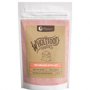 Nutra Organics Pink Himalayan Crystal Salt in a 600 gram container