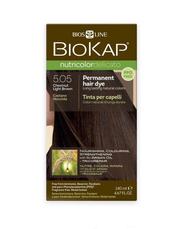 BioKap - Nutricolor Delicato Permanent Hair Dye 5.05 Chestnut Light Brown in a 140 ml Bottle