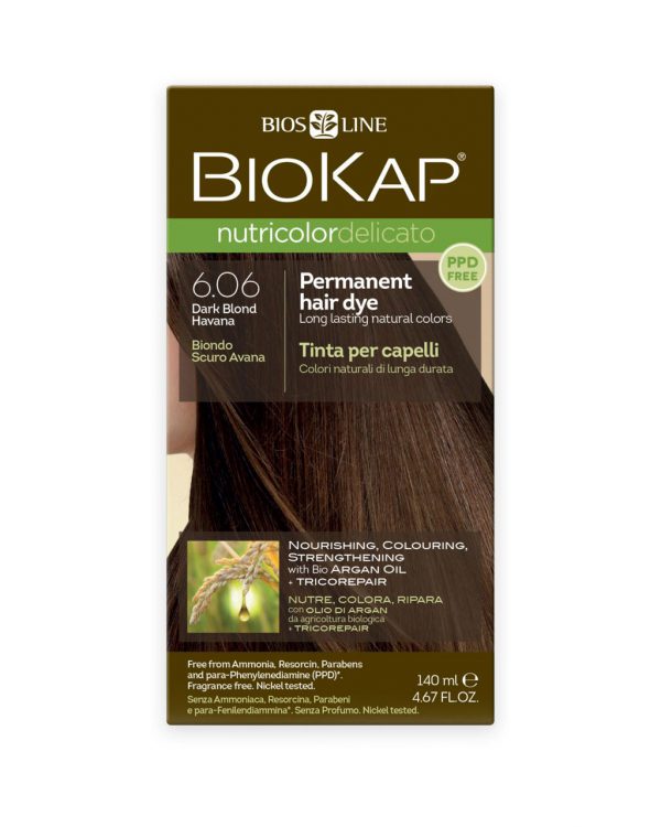 BioKap - Nutricolor Delicato Permanent Hair Dye 6.06 Dark Blond Havana in a 140 ml Bottle