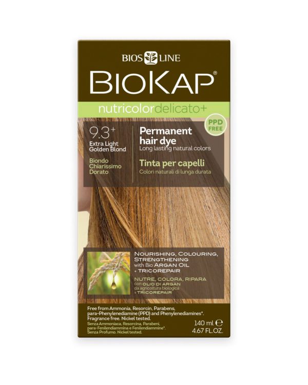BioKap Nutricolor Delicato PLUS Permanent Hair Dye 9.3 Extra Light Golden Blond in a 140 ml Bottle