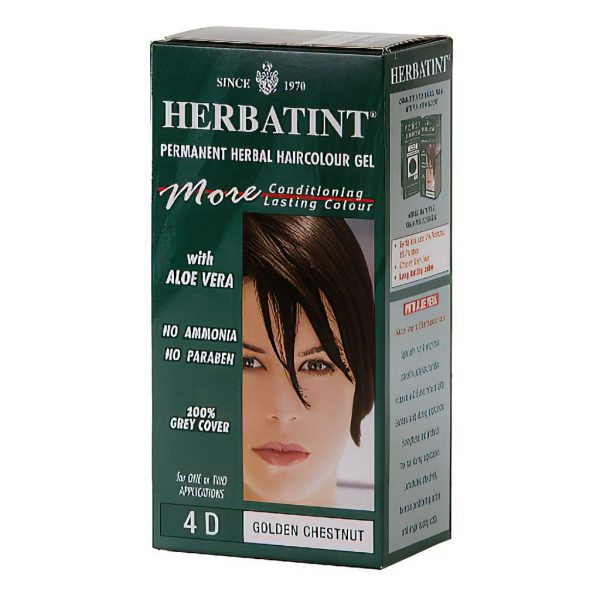 Herbatint Permanent Herbal Haircolour Gel 4D Golden Chestnut Hair Colouring Kit