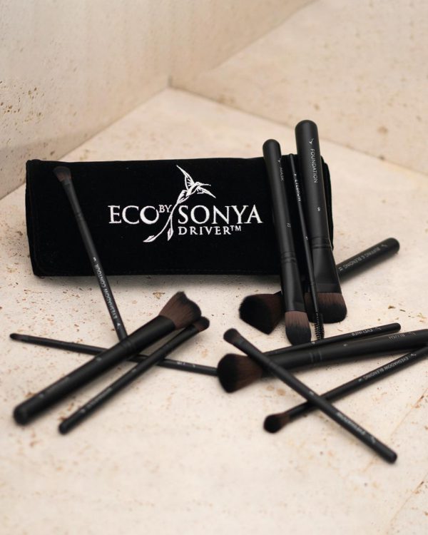 Eco by Sonya Driver 12 piece vegan cosmetic brush set display
