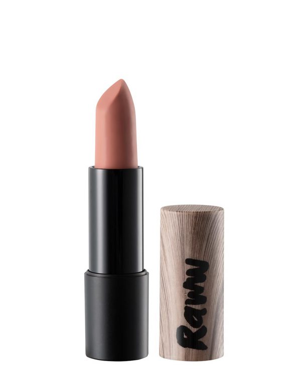 Raww - Coconut Kiss Lipstick in the shade of Angelic Almond displayed with cap off