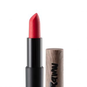 Raww - Coconut Kiss Lipstick in the shade of Cool Cherry displayed with cap off