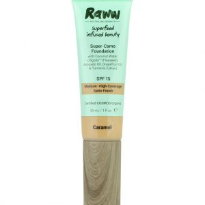 Raww - Superfood Super-Camo Foundation 30 ml tube in the colour shade of Caramel