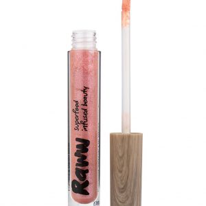 Raww - Coconut Splash Sheer Lip Gloss opened container in the shade of Berry Fizz