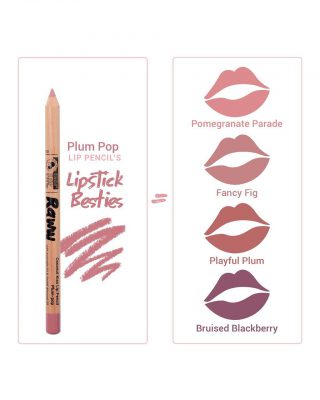 Raww - Coconut Kiss Lip Pencil chart showing other products that go with the shade plum pop