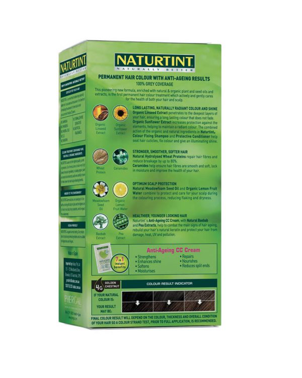 Naturtint - Natural Permanent Hair Colour 4G Golden Chestnut rear package view