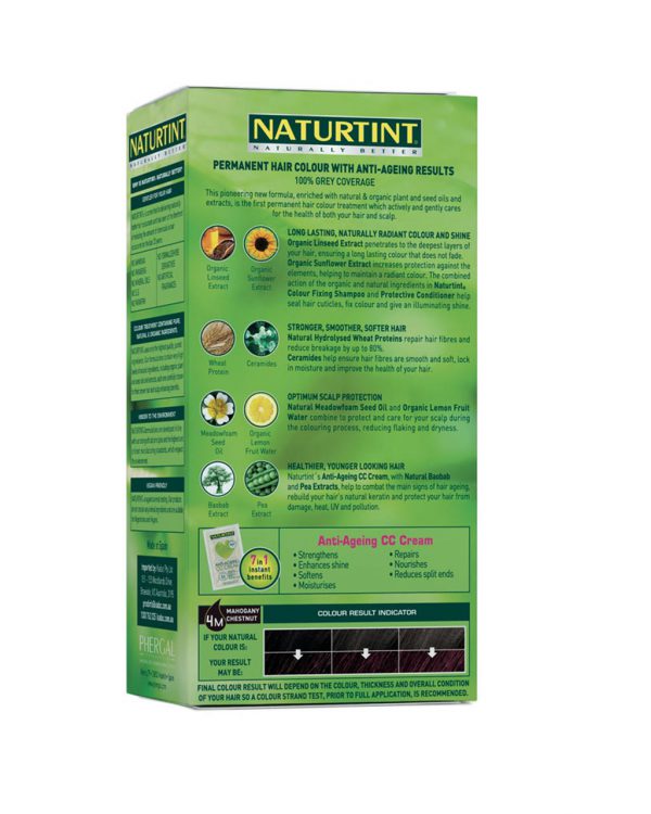Naturtint - Natural Permanent Hair Colour 4M Mahogany Chestnut rear package view