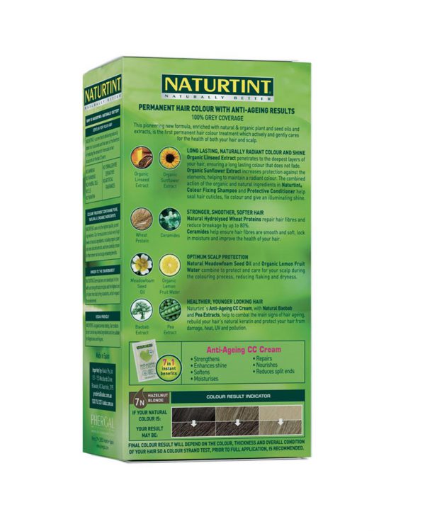 Naturtint - Natural Permanent Hair Colour 7N Hazelnut Blonde rear package view