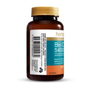 Herbs of Gold - Bio Curcumin 5400 left view of a 30 Tablet Bottle