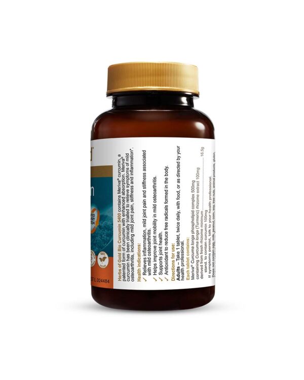 Herbs of Gold - Bio Curcumin 5400 right view of a 60 Tablet Bottle