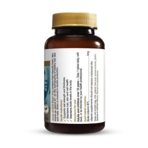 Herbs of Gold - Biotin right view of a 60 tablet bottle containing 3mg per tablet