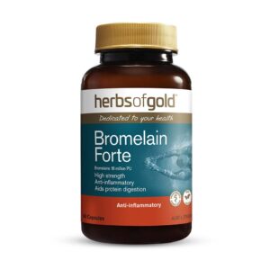 Herbs of Gold - Bromelain Forte front view of a 60 capsule bottle