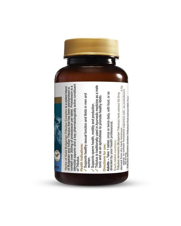 Herbs of Gold - Bulgarian Tribulus Complex right view of a 30 Tablet bottle