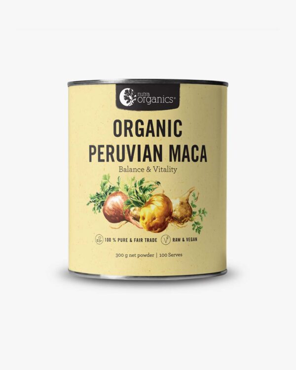 Nutra Organics Organic Peruvian Maca in a 300 gram container