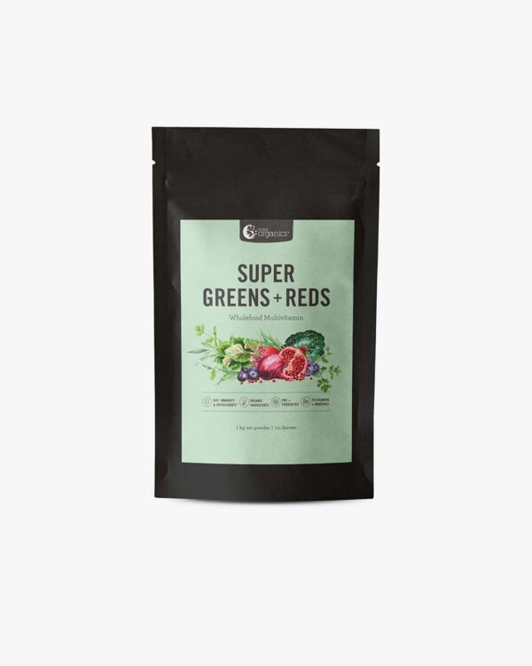 Nutra Organics Super Greens plus Reds in a 1 Kilogram Package