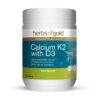 Herbs of Gold – Calcium K2 with D3 front view of a 90 Tablet bottle