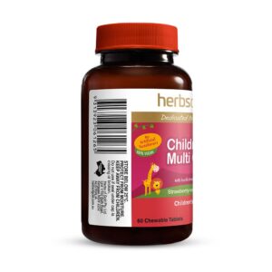 Herbs of Gold – Children's Multi Care left view of a 60 chewable tablet bottle