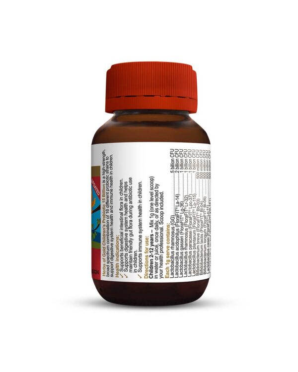 Herbs of Gold – Children's Probiotic 15 Billion right view of a 50 gram bottle