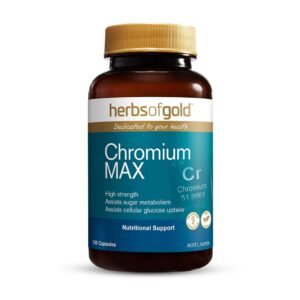 Herbs of Gold – Chromium MAX front view of a 120 capsule bottle