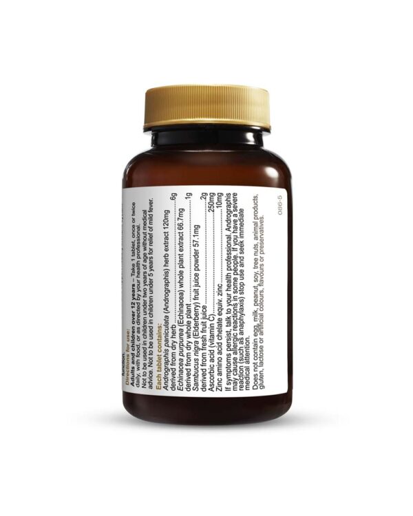 Herbs of Gold – Cold & Flu Strike rear view of a 30 tablet bottle