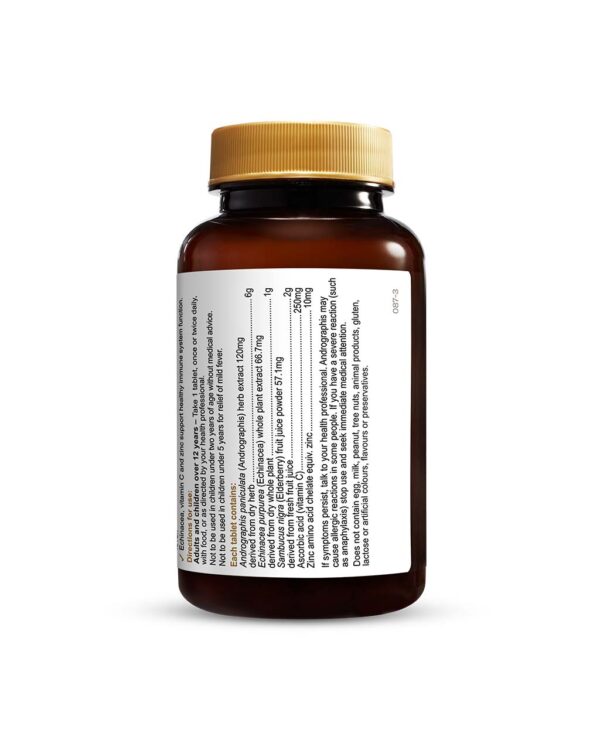 Herbs of Gold – Cold & Flu Strike rear view of a 60 tablet bottle