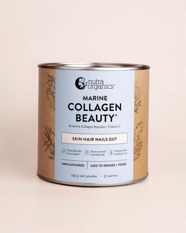 Nutra Organics Marine Collagen Beauty in a 225g size container