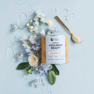 Stylized image of Nutra Organics Marine Collagen Beauty in a 225g container