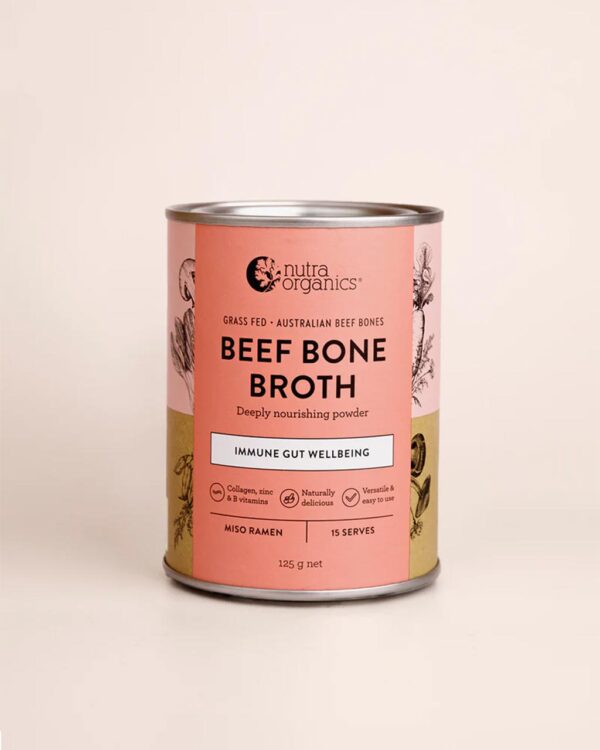 Nutra Organics Beef Bone Broth in Miso Ramen Flavour in a 125g container