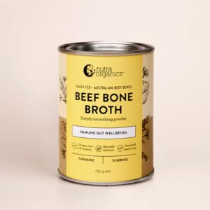 Nutra Organics Beef Bone Broth in Turmeric Flavour in a 125g container